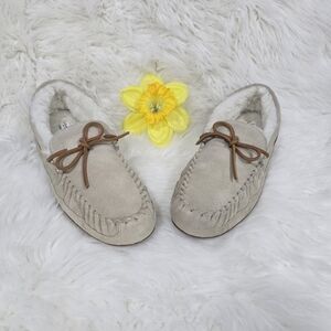 Coach Slipper Sand Suede Fleece Shearling Moccasin Sz.11
